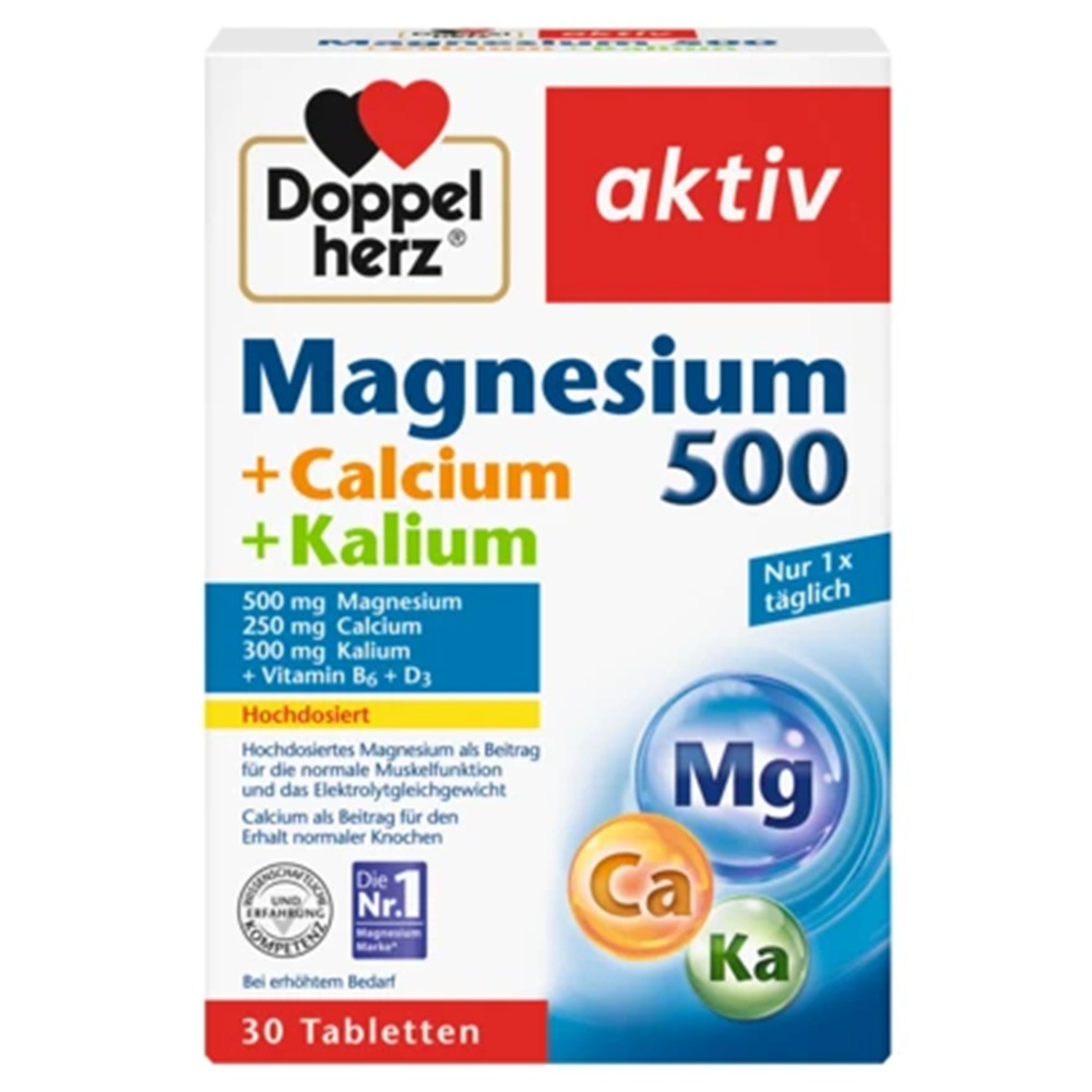 DOPPEL HERZ MG 500+CA+K+VIT-B6+D3 30 TBL
