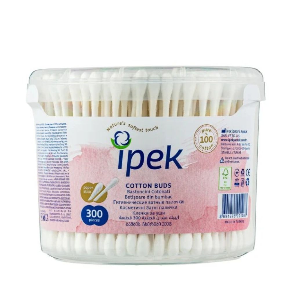 IPEK ŠTAPIĆI ZA UŠI U OKRUGLOJ KUTIJI PPS 300KOM