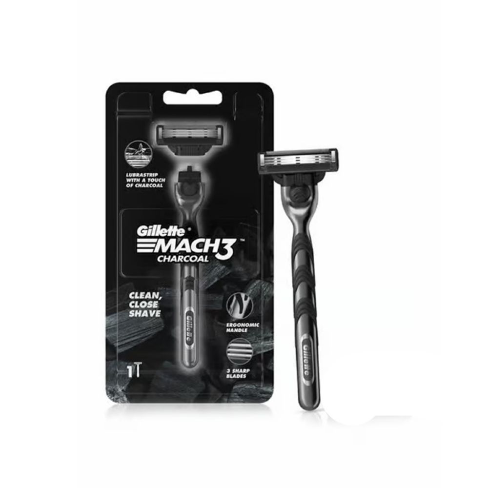 GILLETTE MACH 3 CHARCOAL RAZOR 2UP