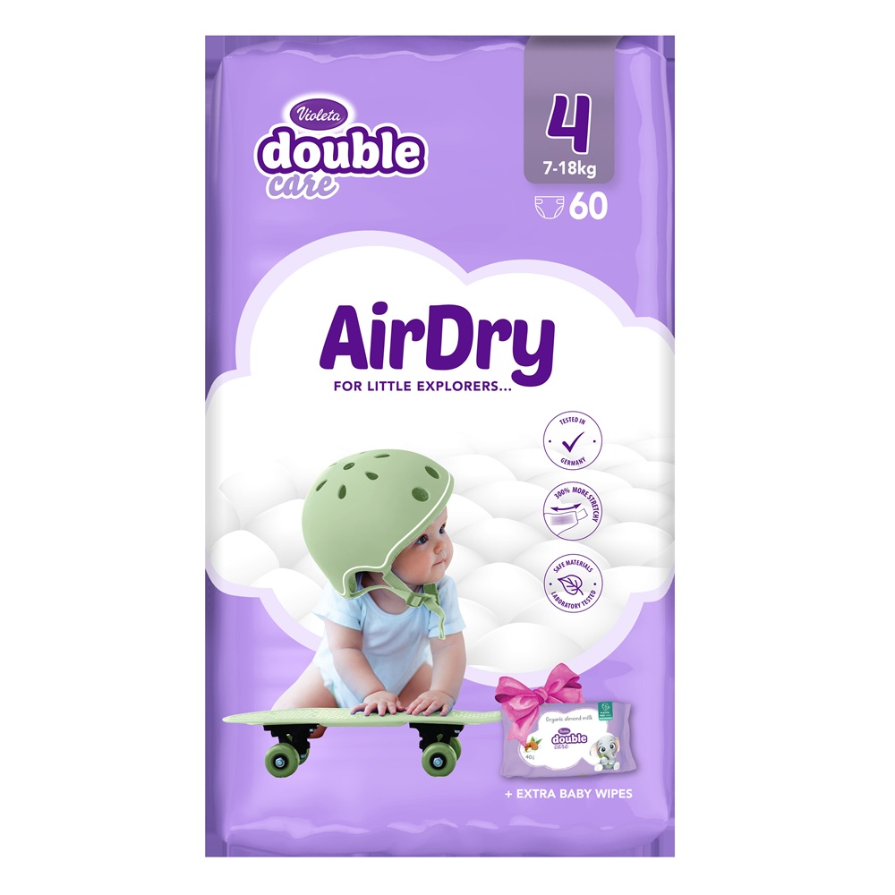 VIOLETA DOUBLE CARE AIR DRY DJEČIJE PELENE 4 MAXI 60/1 (7-18kg maxi)