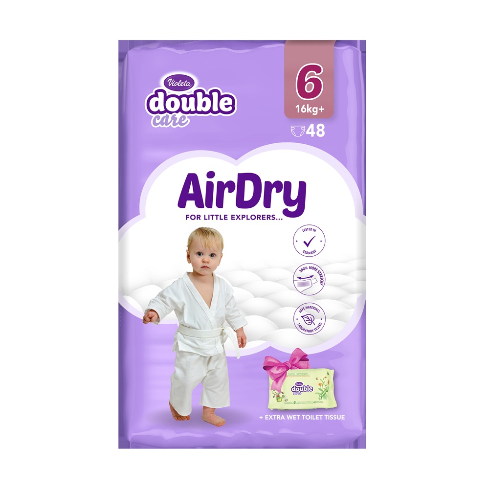 VIOLETA DOUBLE CARE AIR DRY DJEČIJE PELENE 6 48/1 (16kg+ junior plus)