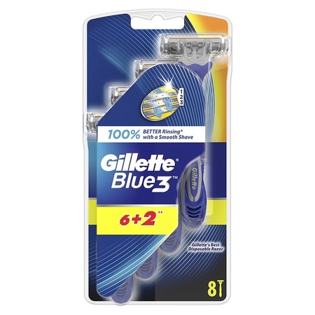 GILLETTE BLUE 3 REGULAR 6 's + 2 's GRATIS