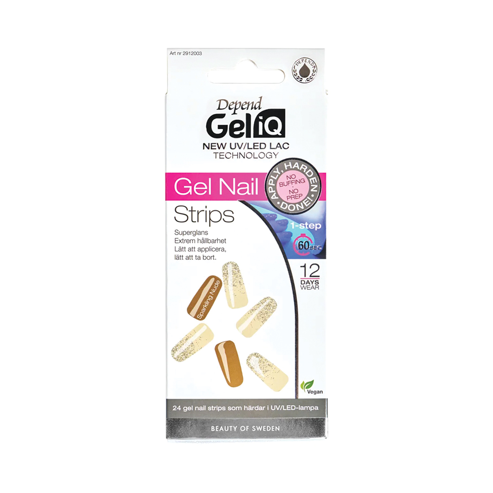 DEPEND GEL IQ GEL NAIL STRIPS SPARKLING NUDE