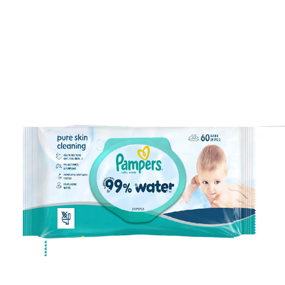 PAMPERS WIPES WATER 60PCS