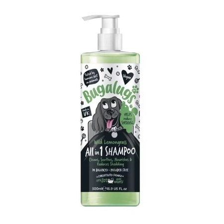 BUGALUGS PET SHAMPOO (ALL IN 1), SHED CONTROL, WILD LEMONGRASS - 500ML WITH PUMP