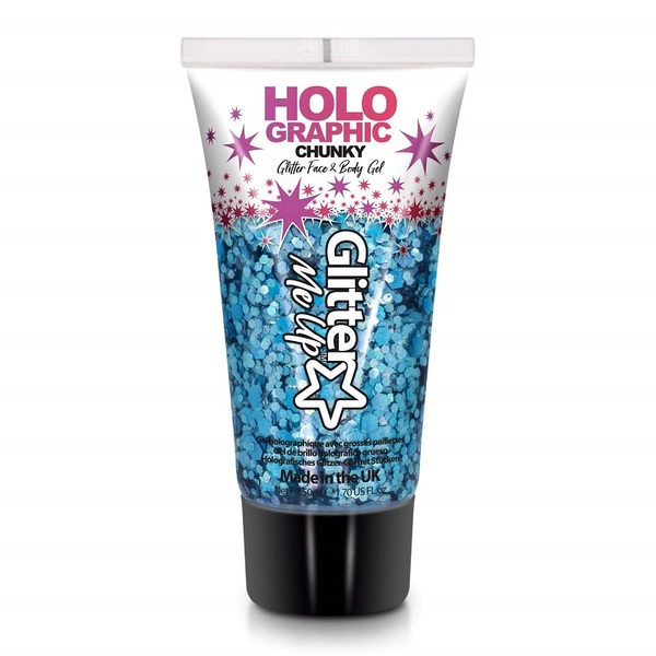 PAINTGLOW HOLOGRAPHIC CHUNKY GLITTER GELS COSMIC BLUE 50ML LOOSE