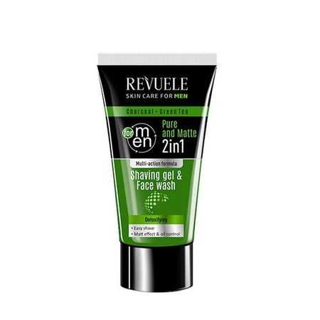 REVUELE MAN CARE CHARCOAL AND GREEN TEA SHAWING GEL & FACE WASH 180ML
