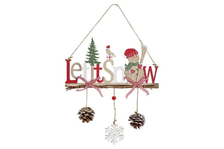 NOVOGODIŠNJI UKRAS VISEĆI ITEM MDF ROPE 23X1X33,5 RED NV-198274