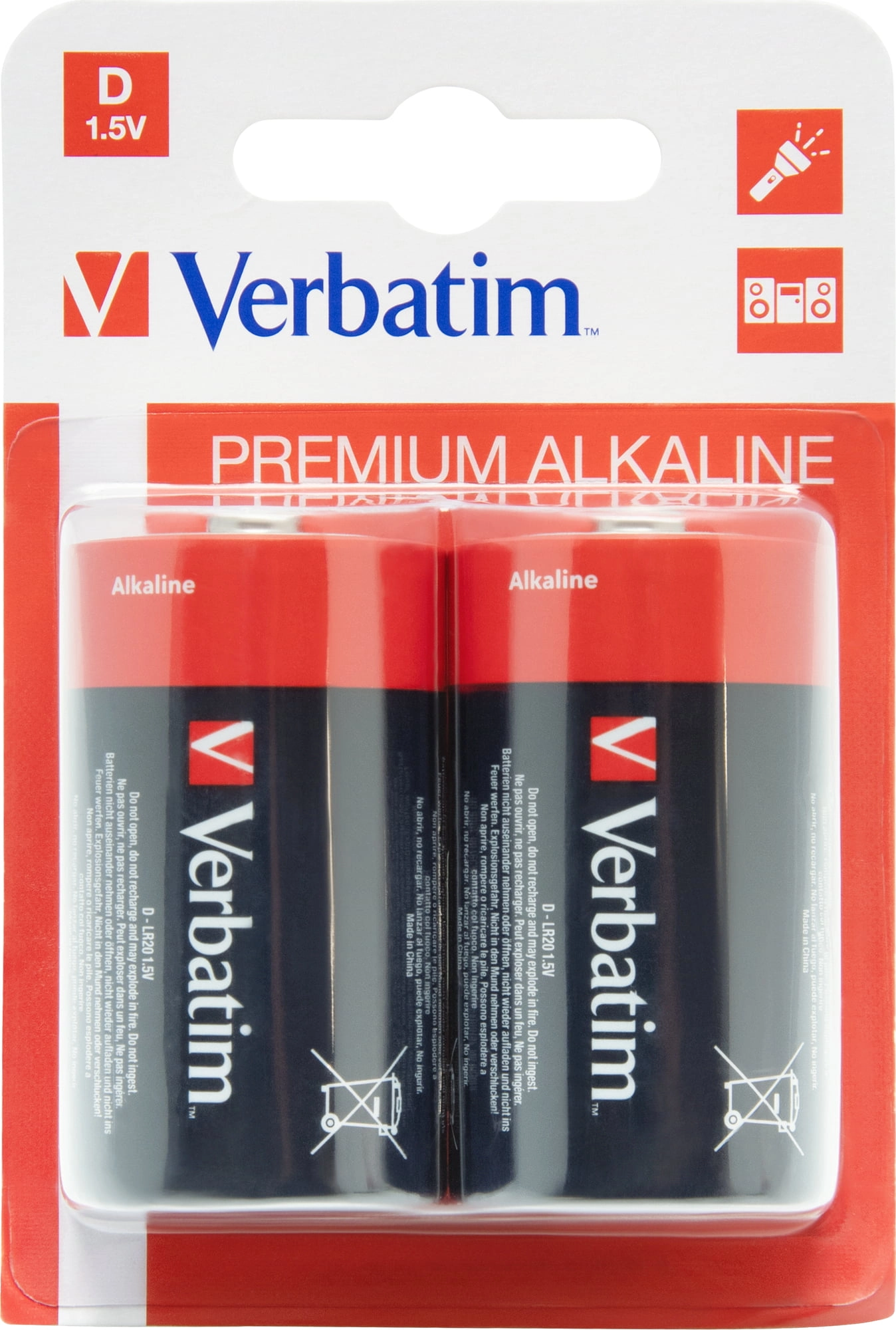 BATERIJE ALKALNE 1.5V D VERBATIM 49923 LR 20 2/1