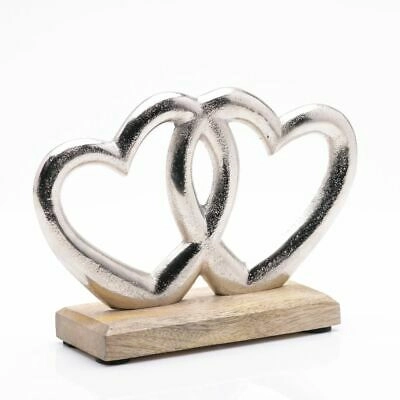 FIGURA WIDDOP DOUBLE METAL HEART & WOOD ORNAMENT HE1563