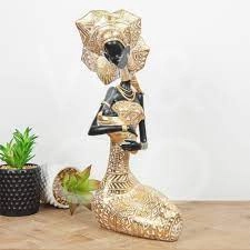 FIGURA WIDDOP MASAI LADY WITH BODY GOLD & EBONY FIGURINE 39CM 69373