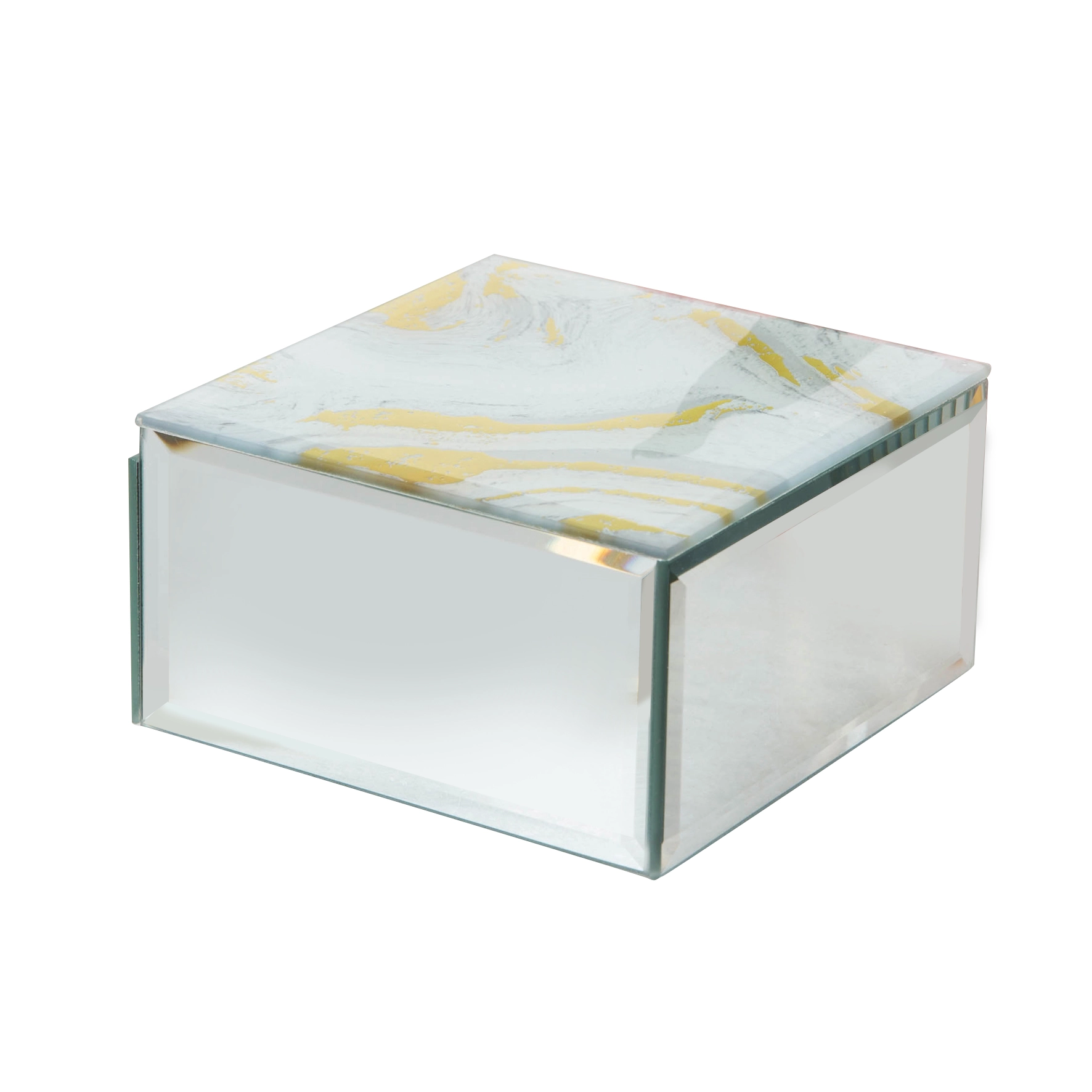 KUTIJA WIDDOP HESTIA MARBLED GLASS TRINKET BOX-WHITE&GOLD HE1093