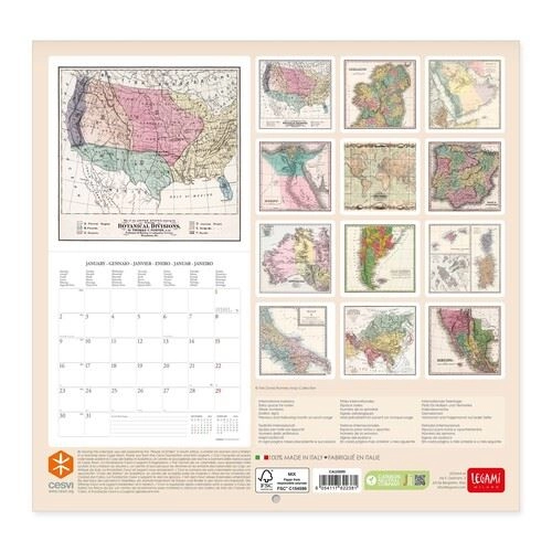 KALENDAR ZIDNI LEGAMI BOOK VINTAGE MAPS - 30X29 - MAPS CAL23050