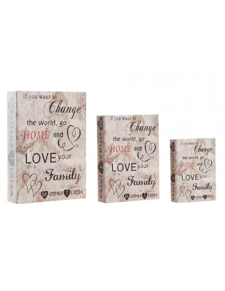 KUTIJA ZA KNJIGE ITEM SET 3 CANVAS WOOD 23X7X32 LOVE BEIGE veća