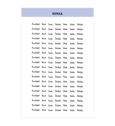 STIKERI ZA PLANER DANI U NEDELJI NOMAD