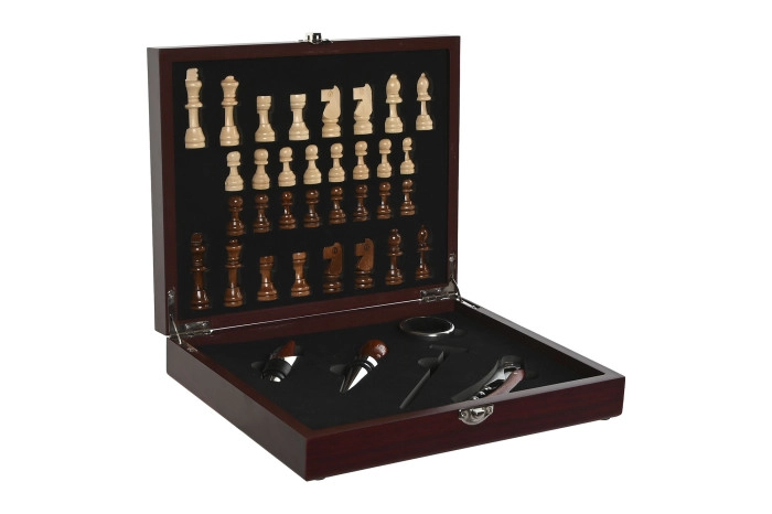 SET ZA VINO ITEM 24X19X5 CHESS MATTE BROWN RC-210713 6/1