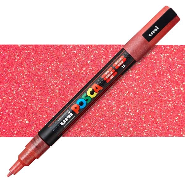MARKER 0.7 UNI POSCA GLITTER CRVENI PC-3M 21791