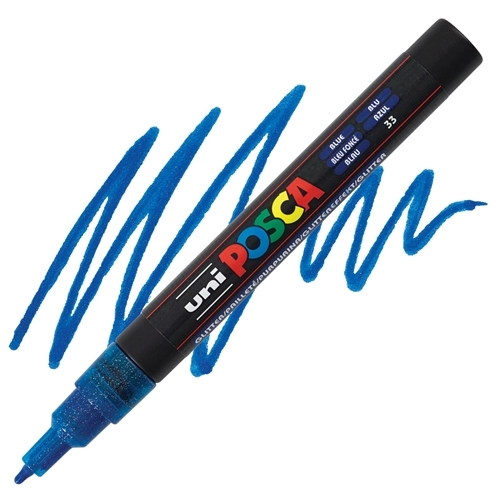 MARKER 0.7 UNI POSCA GLITTER PLAVI PC-3M 21789