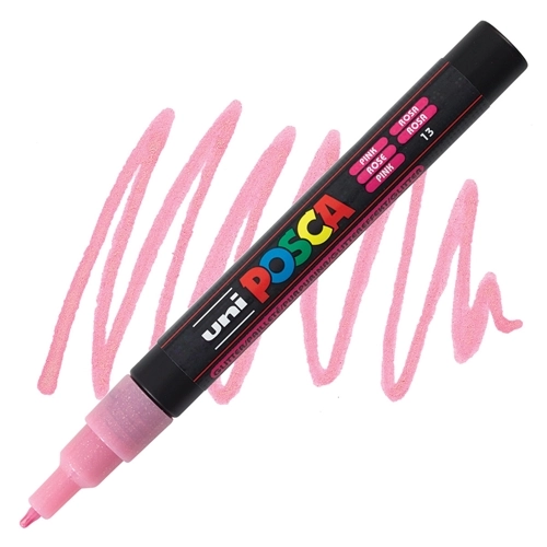 MARKER 0.7 UNI POSCA GLITTER ROZI PC-3M 21788