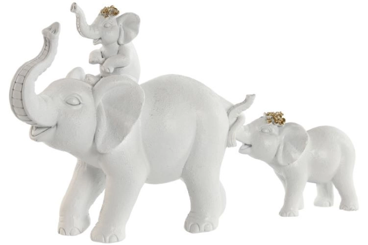 UKRASNA FIGURA ITEM 23X7X14 ELEPHANTS WHITE FD-214471