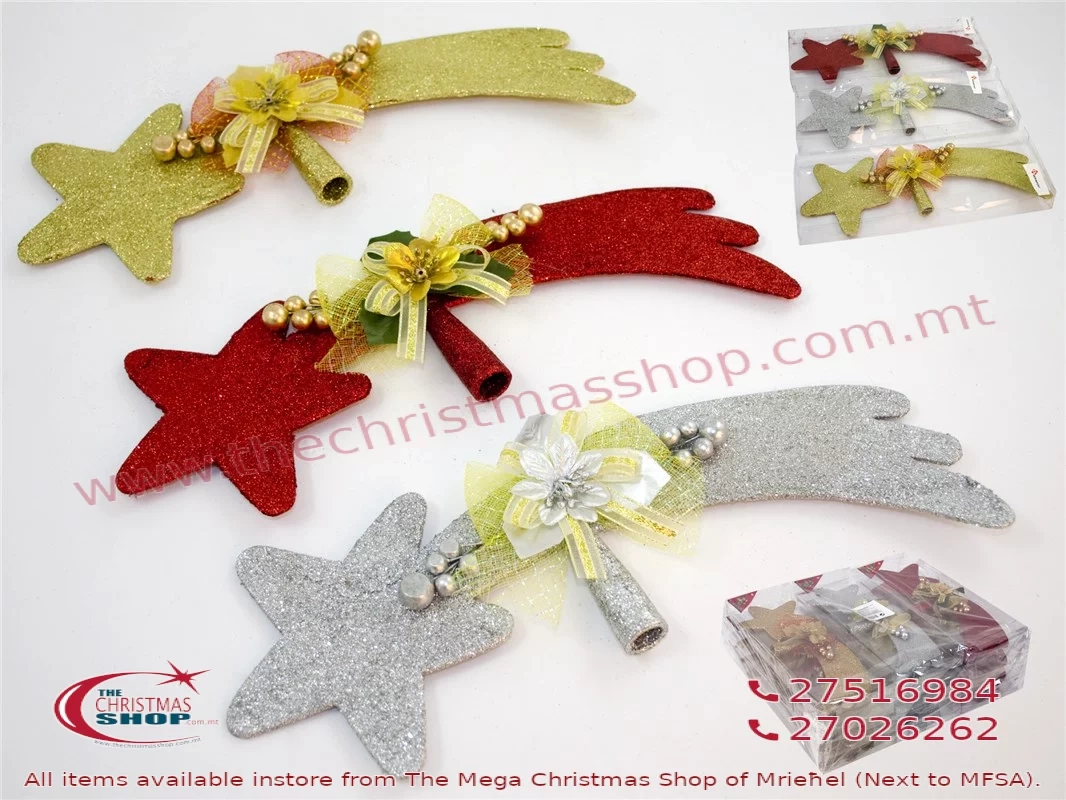 NOVOGODIŠNJI VRH ZA JELKU GERIMPORT STAR TIP WITH FLOWER 35CM 4STD