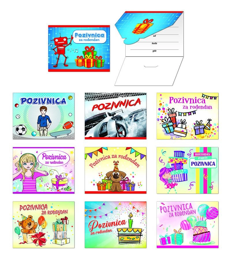 POZIVNICE ZA ROĐENDAN PISMO LASTVA 9 MOTIVA 3628 1/90