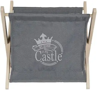 GREY FABRIC MAGAZINE RACK ON WOODEN FOOT 146153