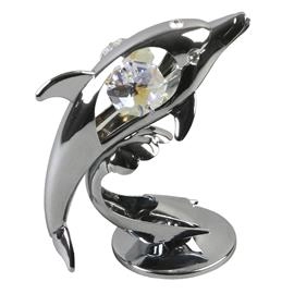 FIGURA WIDDOP CRYSTOCRAFT CHROME PLATED DOLPHIN ORNAMENT WITH CRYSTAL SP197