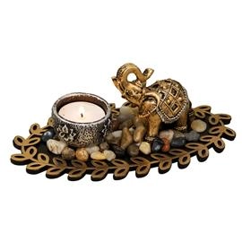 FIGURA WIDDOP BRONZE EFFECT ELEPHANT TEALIGHT HOLDER 9CM 63051