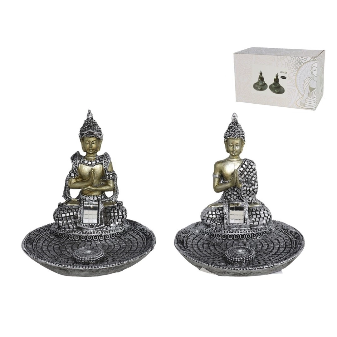 FIGURA BUDA GERIMPORT 9.5 CM SILVER