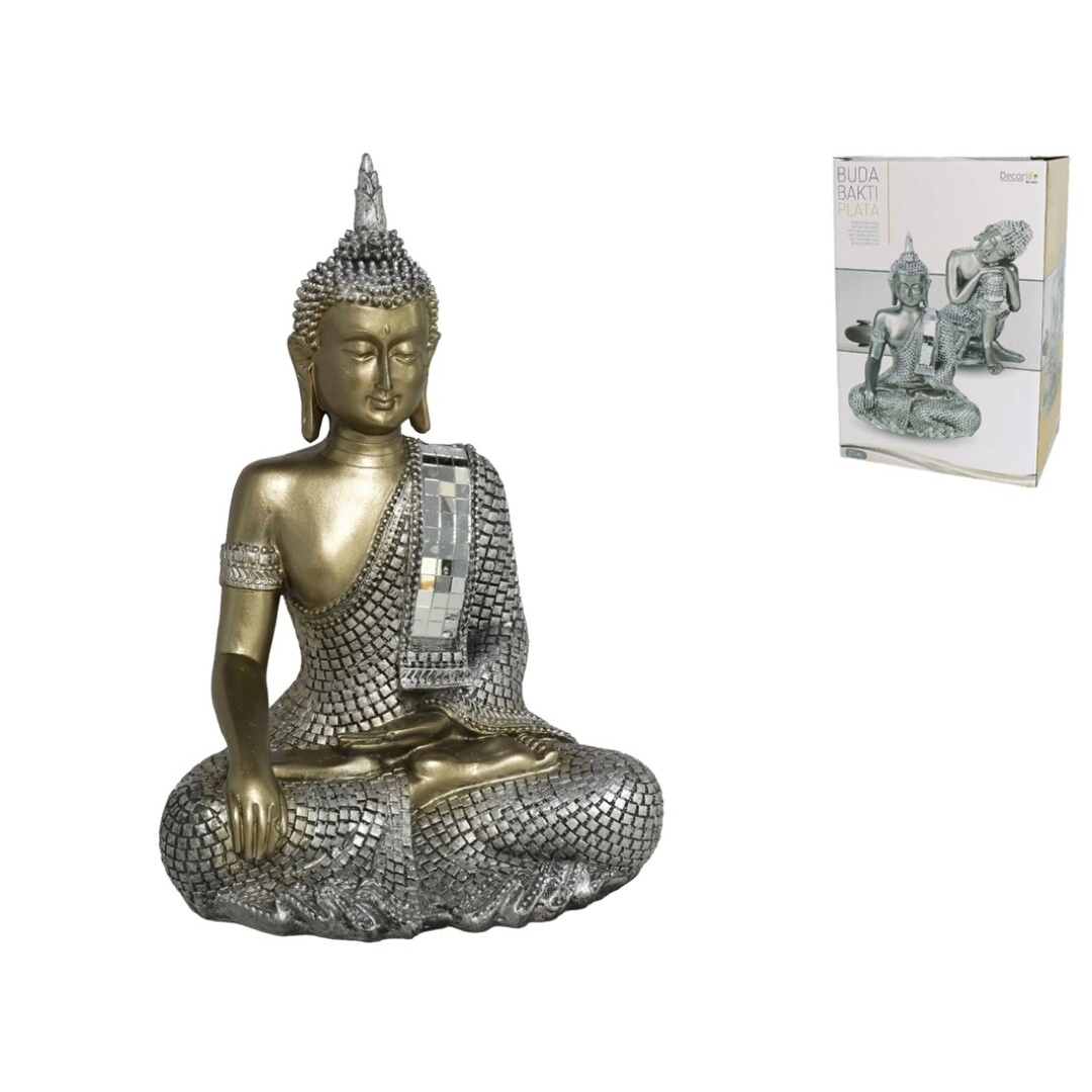FIGURA BUDA GERIMPORT 27CM SILVER