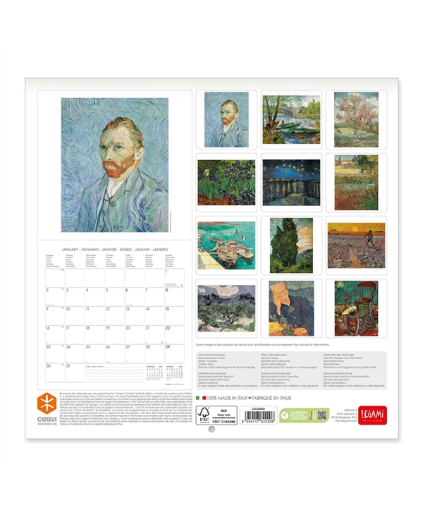 KALENDAR ZIDNI LEGAMI VINCENT VAN GOGH - 30X29 - ART CAL23032