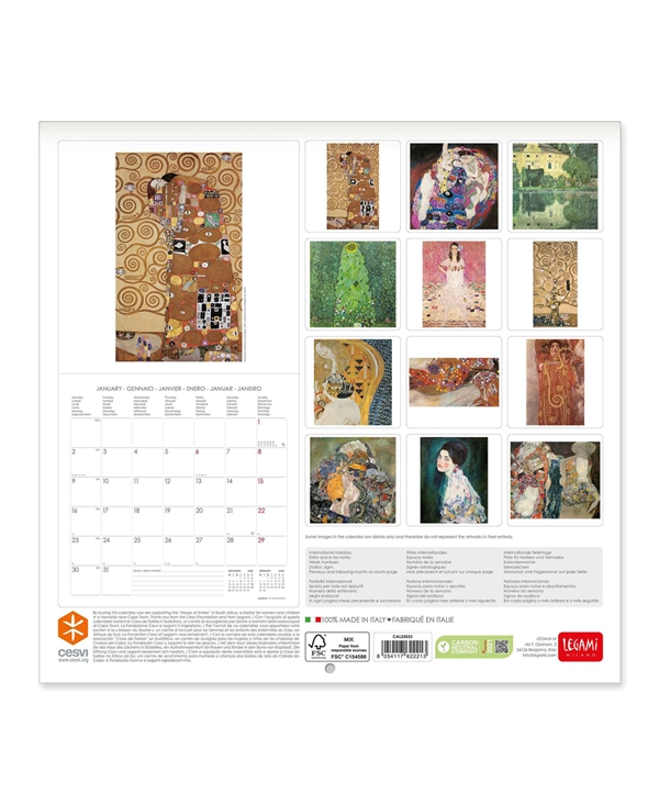 KALENDAR ZIDNI LEGAMI GUSTAV KLIMT - 30X29 - ART CAL23033
