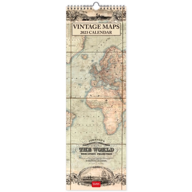 KALENDAR ZIDNI LEGAMI VINTAGE MAPS - 16X49 - MAPS CAL23099