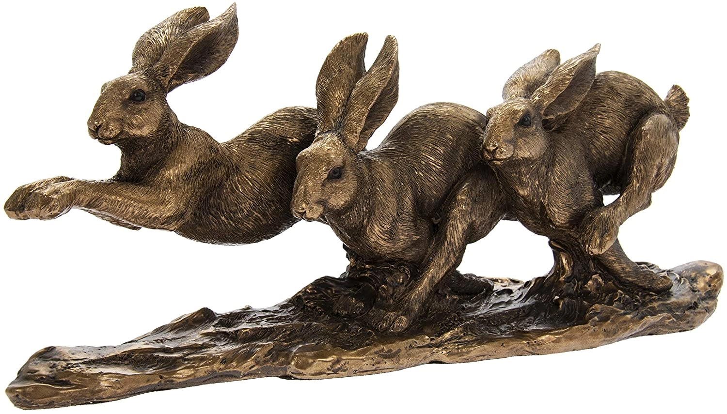 UKRASNA FIGURA LESSER BRONZED THREE RUNNING HARES LP44096