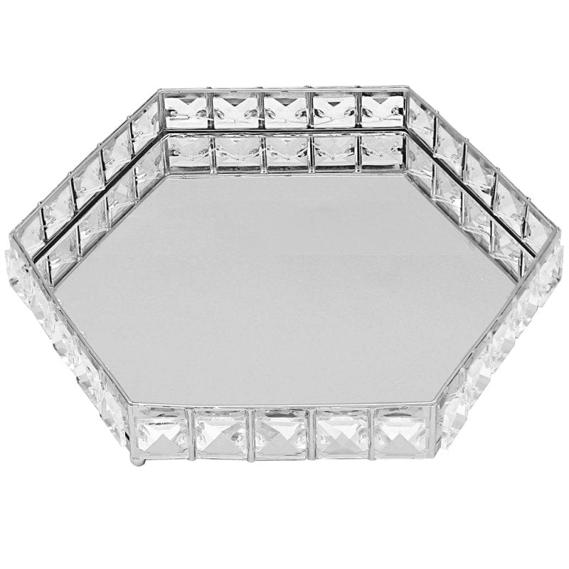 POSLUŽAONIK LESSER SILVER CRYSTAL TRAY HEX 28CM LP47998A