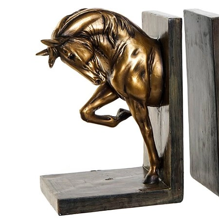 DRŽAČ ZA KNJIGE ITEM SET 2 RESIN 14X10X20 HORSE GOLDEN
