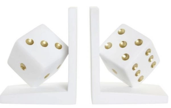 DRŽAČ ZA KNJIGE ITEM SET 2 RESIN 12X10X15 DICE WHITE