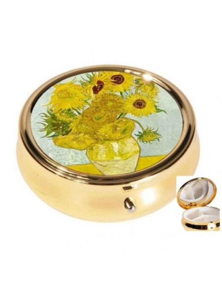 KUTIJA ZA TABLETE FRIDOLIN ROUND GOLD VAN GOGH SUN FLOWER 19952
