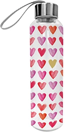 FLAŠA STAKLENA 500ML GLASS BOTTLE AQUARELL HEARTS 603397
