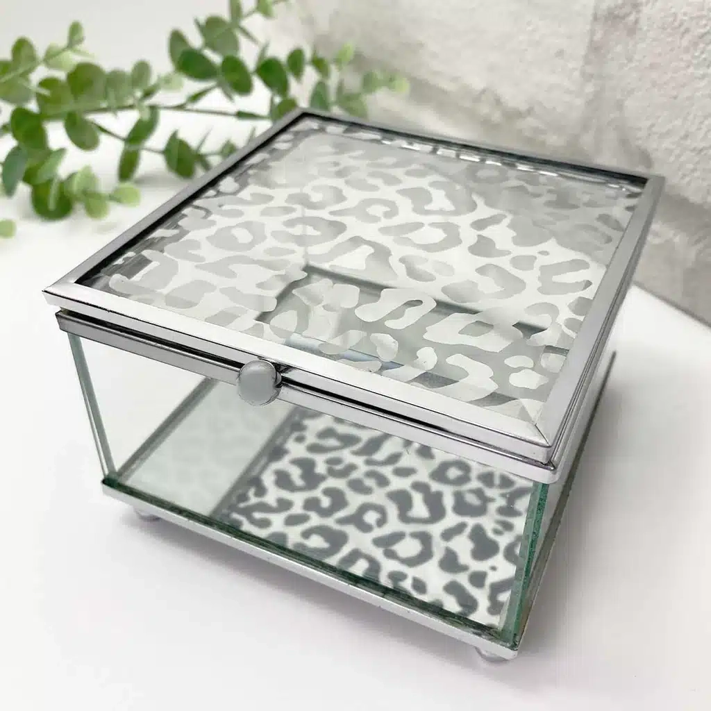 KUTIJA ZA NAKIT WIDDOP HESTIA GLASS SILVER LEOPARD PRINT HE1799TB