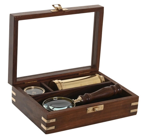 SET LUPA, KOMPAS ITEM MANGO 17X12X5 BROWN DH-202146 3/1