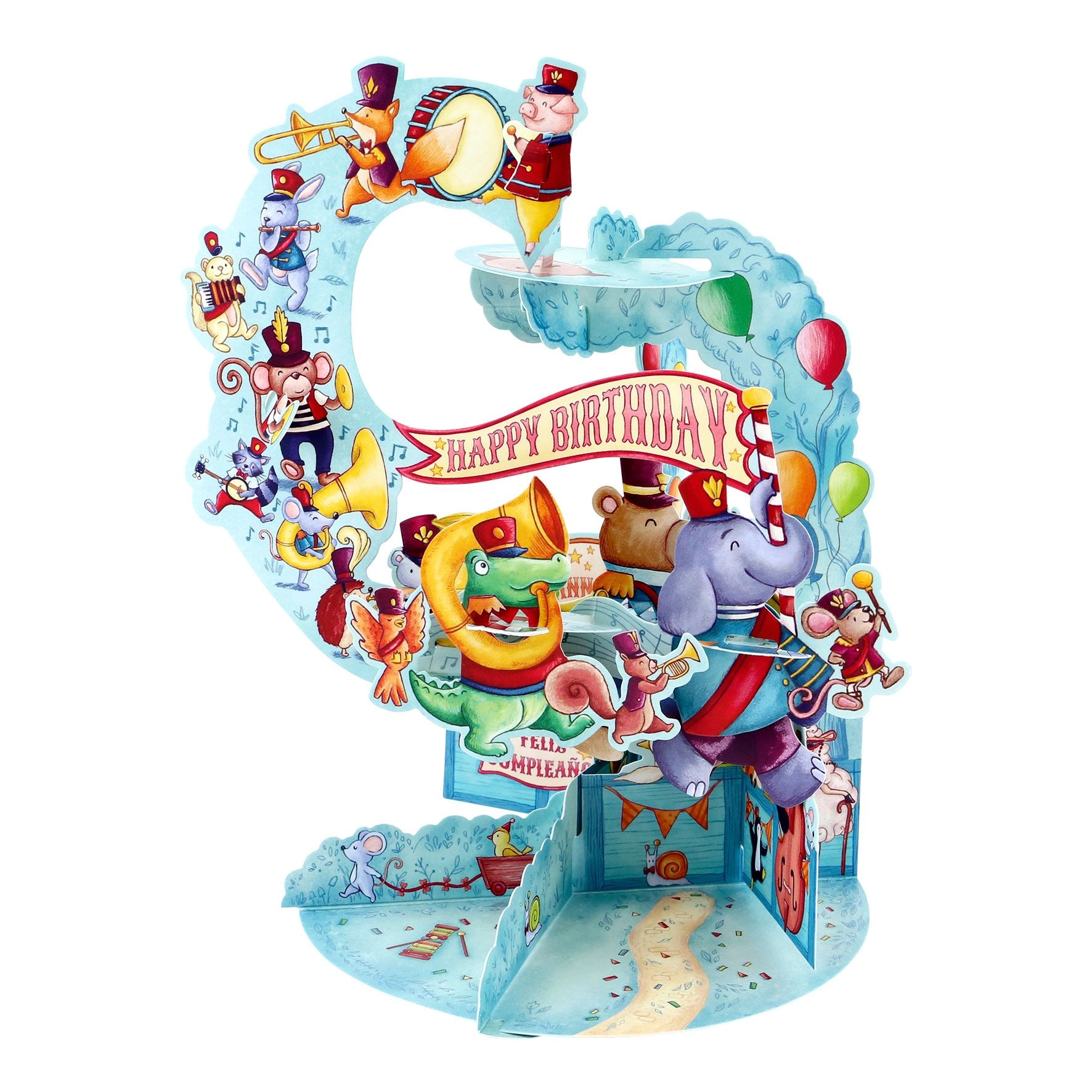 ČESTITKA SANTORO PENDULUM ANIMAL MARCHING BAND PD025