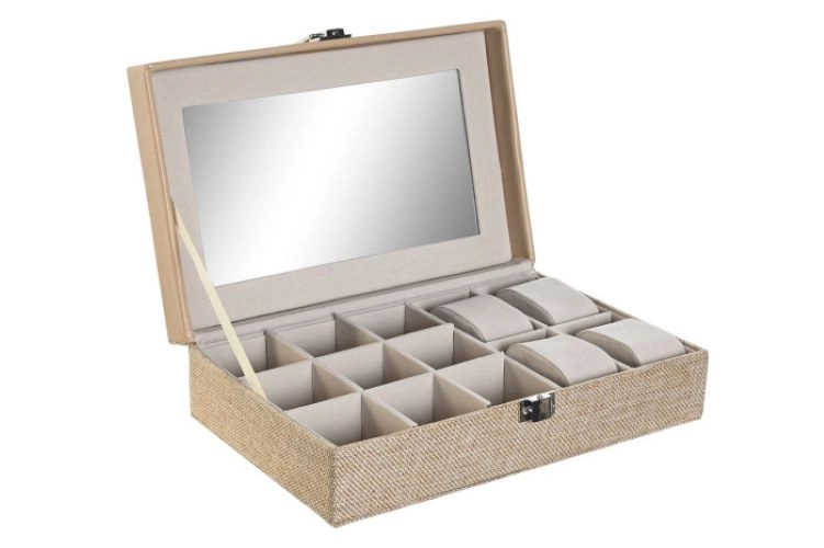 KUTIJA ZA NAKIT ITEM 25X16X7,5 MIRROR 18X9 BEIGE JO-206466