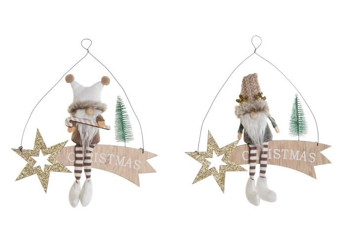 NOVOGODIŠNJI UKRAS VISEĆI ITEM WOOD 22,5X4X25 2 MOD NV-206784