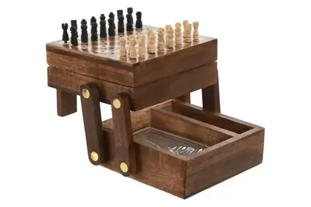 DRUŠTVENE IGRE ITEM SET SHEESHAM 13X12X8 CHESS BROWN JM-211625 1/4