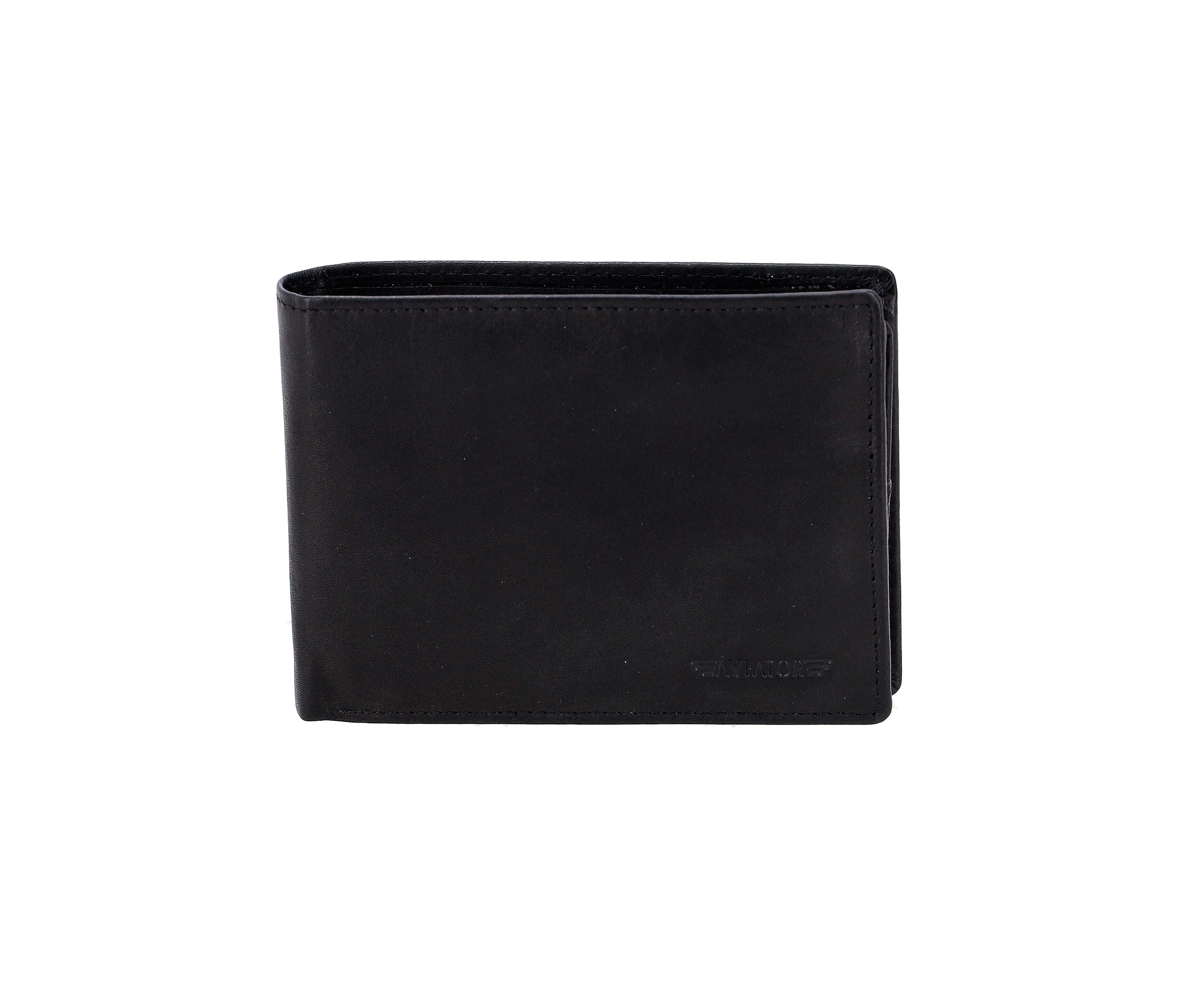 NOVČANIK MUŠKI MANAL USNJENA AVIATOR CRNA 12,5 X 9,5 X 2,5 AV-160423-BL
