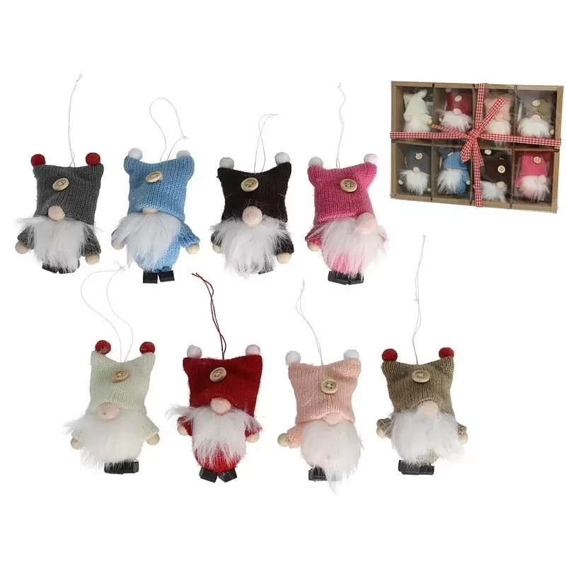 NOVOGODIŠNJI UKRAS ZA JELKU GERIMPORT GNOM STAR 8X4CM 10 ASSORTMENT