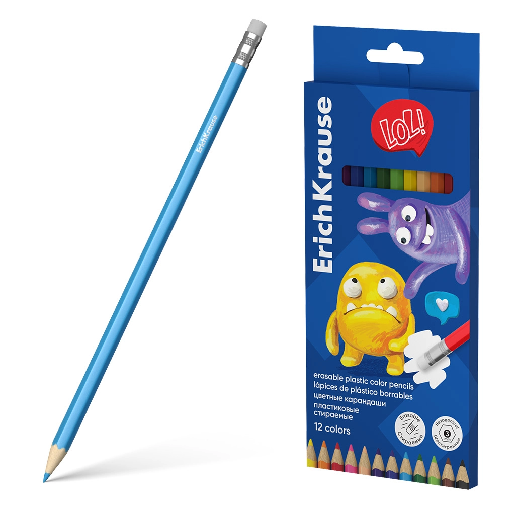 PLASTIČNE BOJICE SA GUMICOM ERICHKRAUSE JOLLY FRIENDS 3MM 61801 12/1