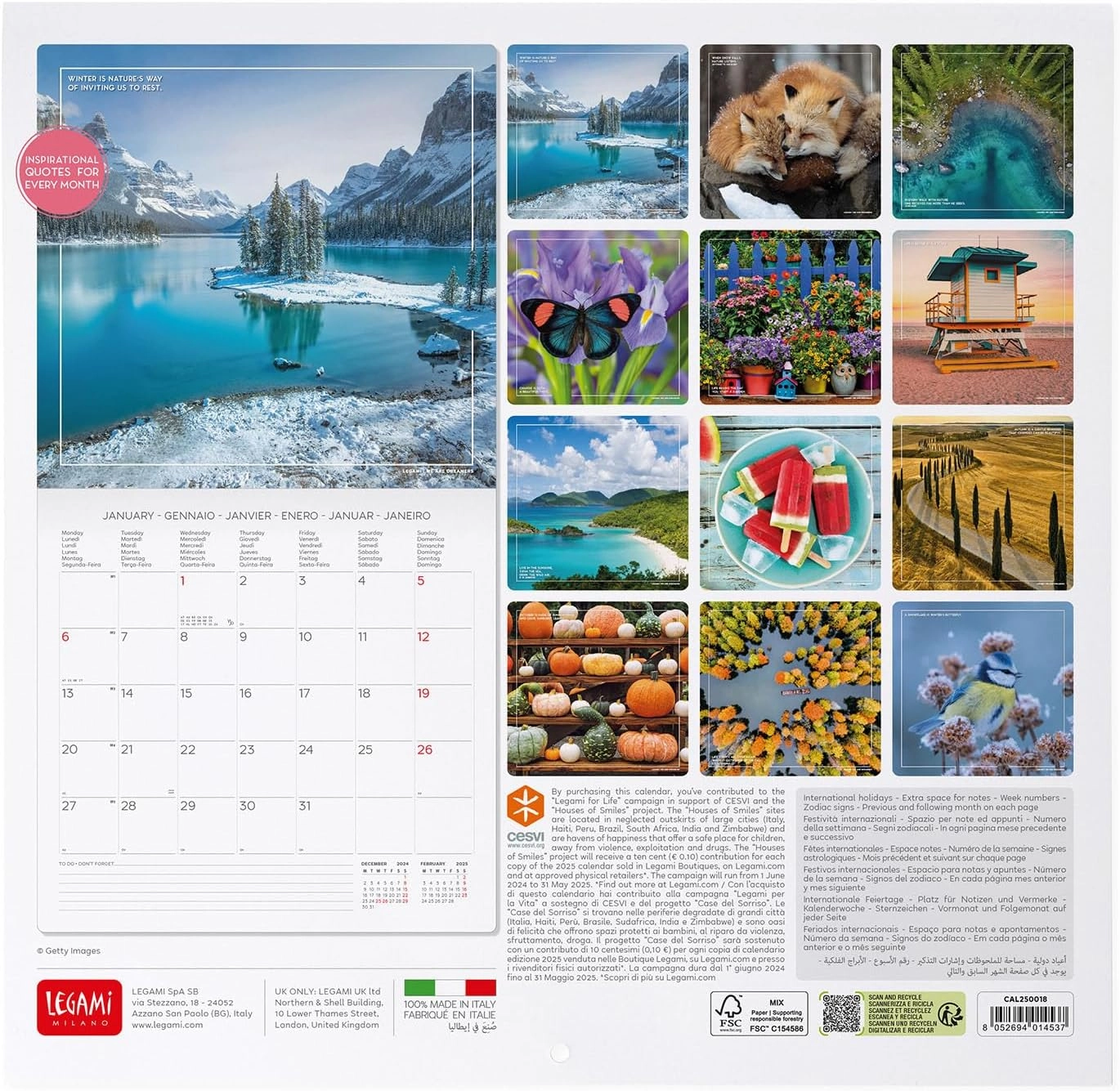 KALENDAR ZIDNI LEGAMI 2025 4 SEASONS 30x29 NATURE CAL250018